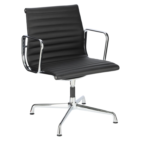 Fotel konf. CH1081T,czarna skóra ,chrom - D2 DESIGN