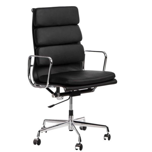 Fotel biurowy CH2191T czarna skóra chrom - D2 DESIGN