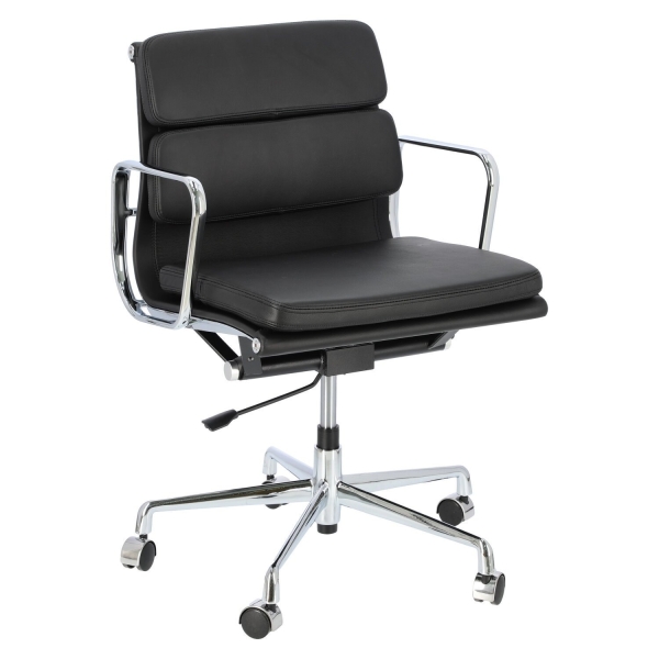 Fotel biurowy CH2171T czarna skóra chrom - D2 DESIGN