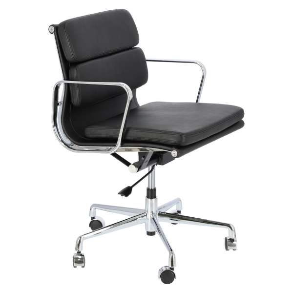 Fotel biurowy CH2171T czarna skóra chrom - D2 DESIGN