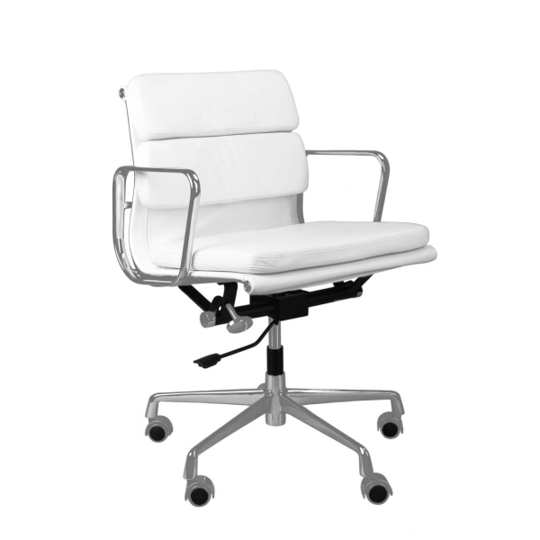Fotel biurowy CH2171T biała skóra chrom - D2 DESIGN