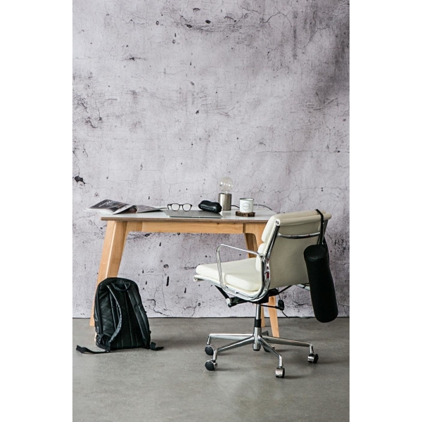 Fotel biurowy CH2171T biała skóra chrom - D2 DESIGN