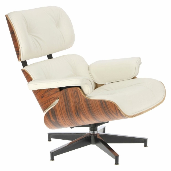 Fotel Vip z podnóżkiem biały/rosewood/ srebrna baza - D2 DESIGN