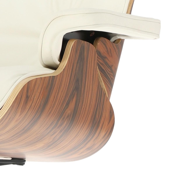 Fotel Vip z podnóżkiem biały/rosewood/ srebrna baza - D2 DESIGN