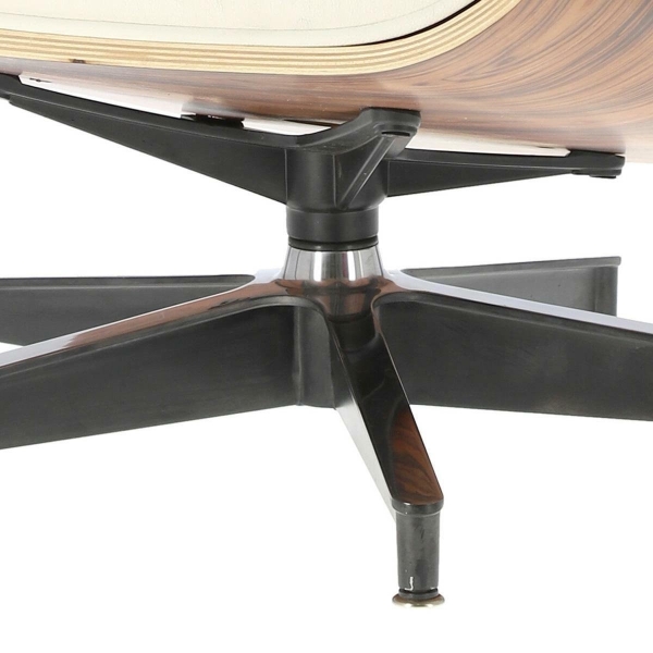 Fotel Vip z podnóżkiem biały/rosewood/ srebrna baza - D2 DESIGN
