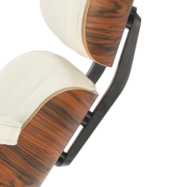Fotel Vip z podnóżkiem biały/rosewood/ srebrna baza - D2 DESIGN