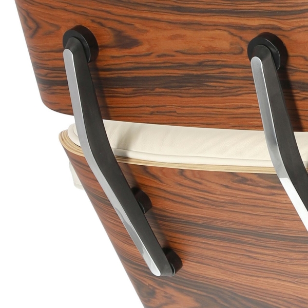 Fotel Vip z podnóżkiem biały/rosewood/ srebrna baza - D2 DESIGN