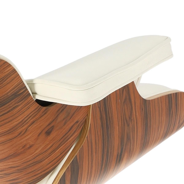 Fotel Vip z podnóżkiem biały/rosewood/ srebrna baza - D2 DESIGN