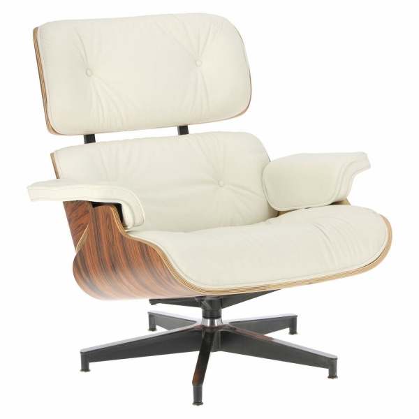 Fotel Vip z podnóżkiem biały/rosewood/ srebrna baza - D2 DESIGN