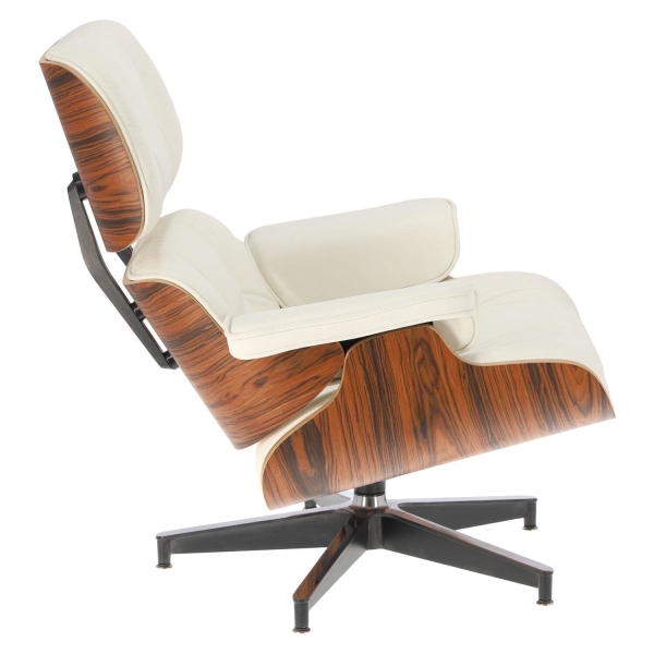 Fotel Vip z podnóżkiem biały/rosewood/ srebrna baza - D2 DESIGN