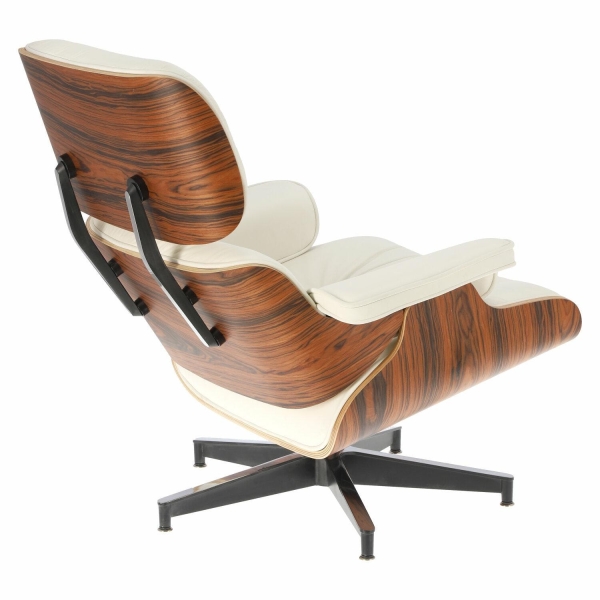 Fotel Vip z podnóżkiem biały/rosewood/ srebrna baza - D2 DESIGN