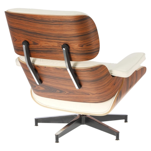Fotel Vip z podnóżkiem biały/rosewood/ srebrna baza - D2 DESIGN