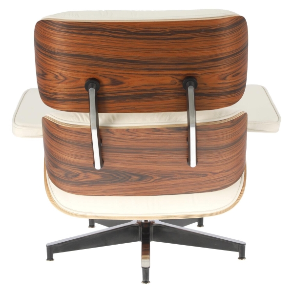 Fotel Vip z podnóżkiem biały/rosewood/ srebrna baza - D2 DESIGN