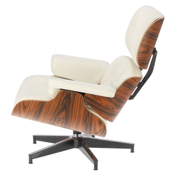 Fotel Vip z podnóżkiem biały/rosewood/ srebrna baza - D2 DESIGN