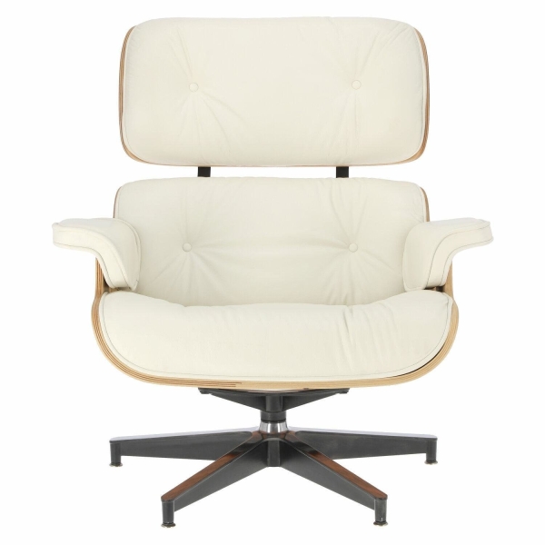 Fotel Vip z podnóżkiem biały/rosewood/ srebrna baza - D2 DESIGN