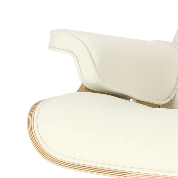 Fotel Vip z podnóżkiem biały/rosewood/ srebrna baza - D2 DESIGN