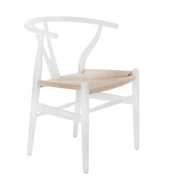 Krzesło Wicker Naturalne białe inspirowa ny Wishbone - D2 DESIGN