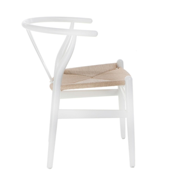 Krzesło Wicker Naturalne białe inspirowa ny Wishbone - D2 DESIGN