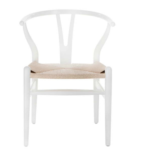 Krzesło Wicker Naturalne białe inspirowa ny Wishbone - D2 DESIGN