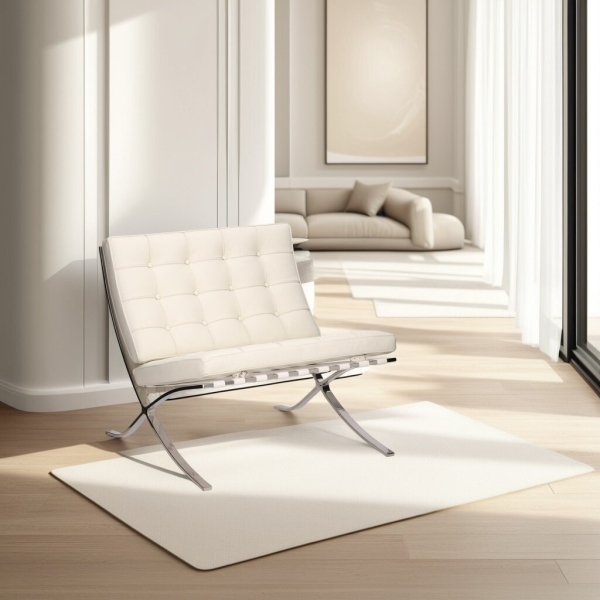Fotel BA1 skóra naturalna biała - D2 DESIGN
