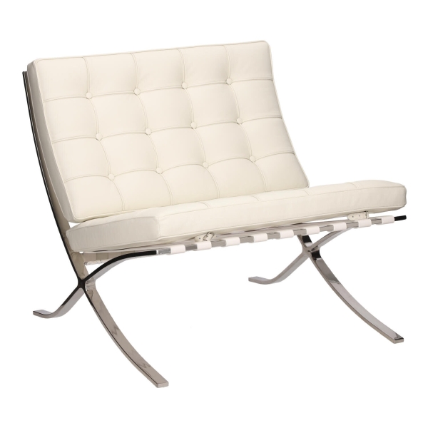 Fotel BA1 skóra naturalna biała - D2 DESIGN