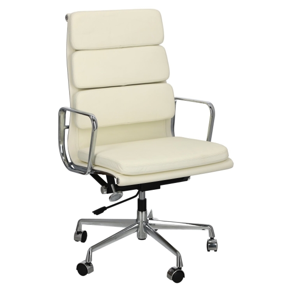 Fotel biurowy CH2191T biała skóra chrom - D2 DESIGN