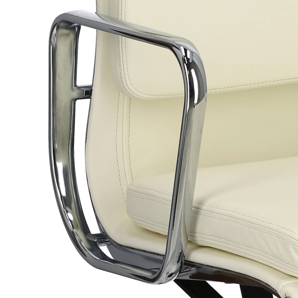 Fotel biurowy CH2191T biała skóra chrom - D2 DESIGN