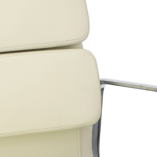 Fotel biurowy CH2191T biała skóra chrom - D2 DESIGN