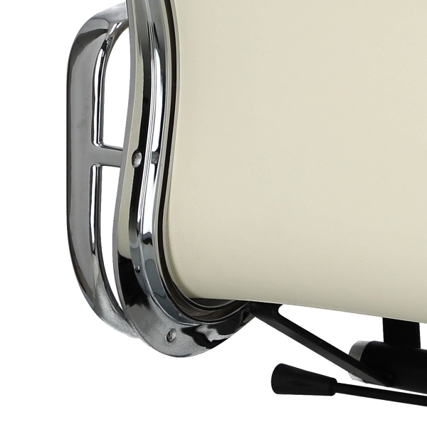 Fotel biurowy CH2191T biała skóra chrom - D2 DESIGN