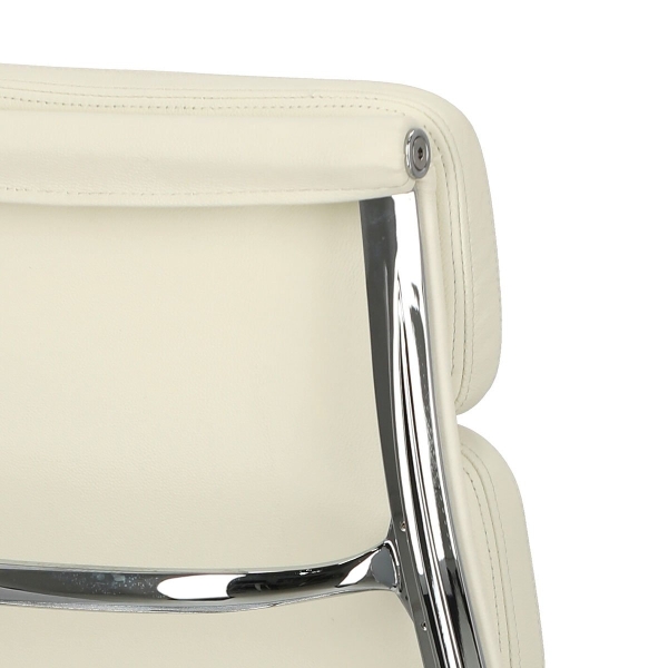 Fotel biurowy CH2191T biała skóra chrom - D2 DESIGN