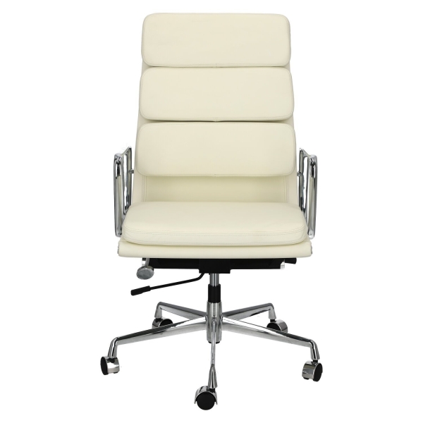Fotel biurowy CH2191T biała skóra chrom - D2 DESIGN