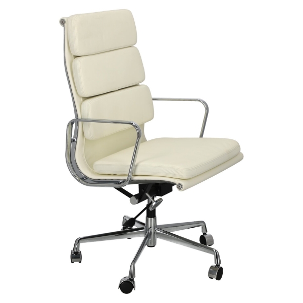 Fotel biurowy CH2191T biała skóra chrom - D2 DESIGN