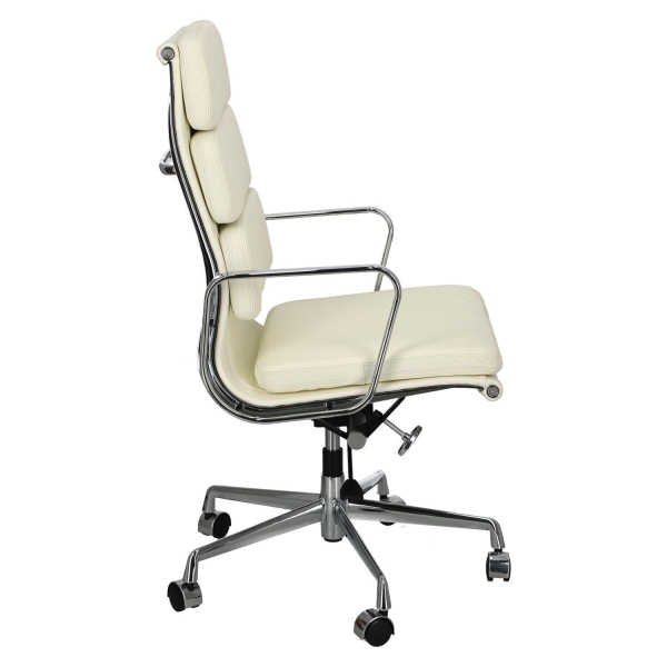 Fotel biurowy CH2191T biała skóra chrom - D2 DESIGN