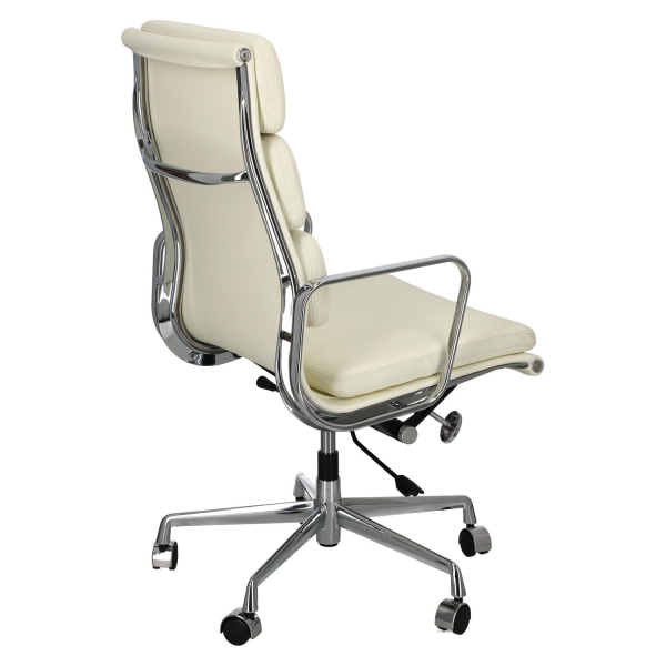 Fotel biurowy CH2191T biała skóra chrom - D2 DESIGN