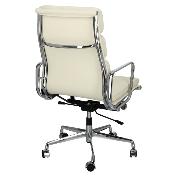 Fotel biurowy CH2191T biała skóra chrom - D2 DESIGN