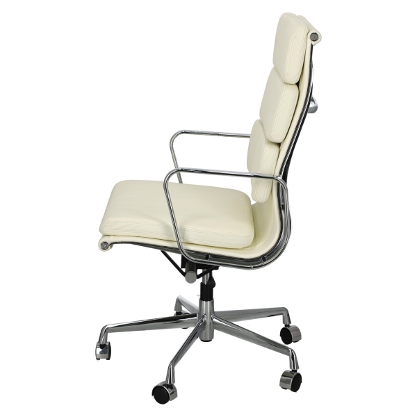 Fotel biurowy CH2191T biała skóra chrom - D2 DESIGN