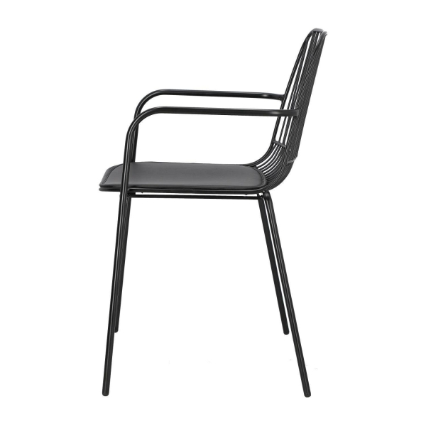 Krzesło Willy Arm Black z poduszką PU - Intesi