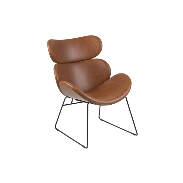 Fotel Cazar Vintage brązowy PU czarna po dstawa - ACTONA