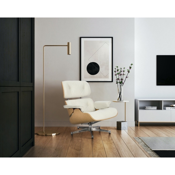Fotel Vip biały/natural oak/srebrna baza - D2 DESIGN