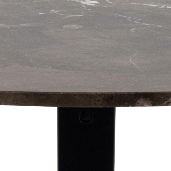 Stół okrągły Heaven Actona marmurowy brązowy z czarną metalową podstawą 120 cm nierozkładany