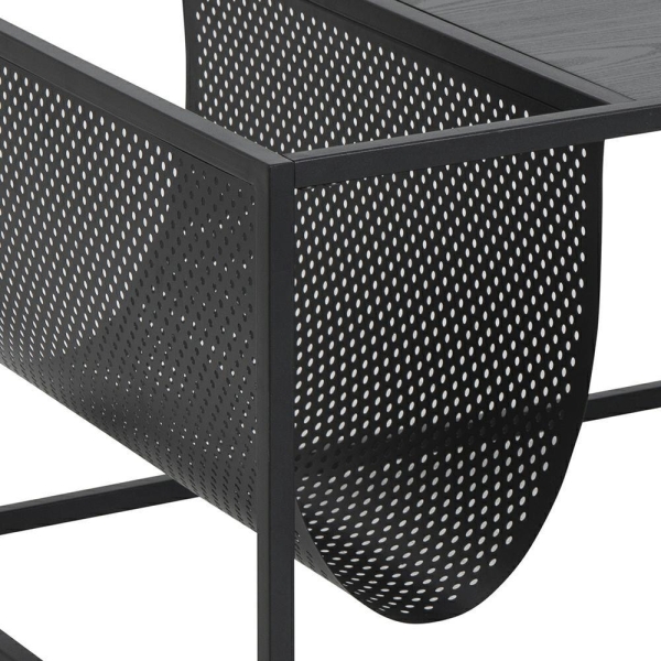 Stolik kawowy Actona Seaford z gazetnikiem metalowy czarny 110x60 cm