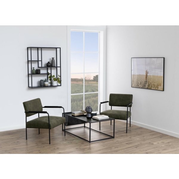 Stolik kawowy Actona Seaford z gazetnikiem metalowy czarny 110x60 cm