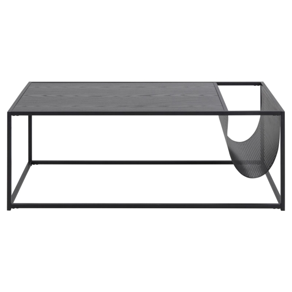 Stolik kawowy Actona Seaford z gazetnikiem metalowy czarny 110x60 cm