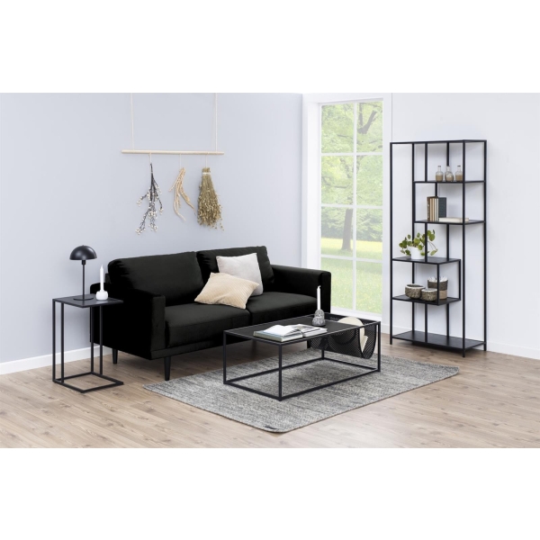 Stolik kawowy Actona Seaford z gazetnikiem metalowy czarny 110x60 cm
