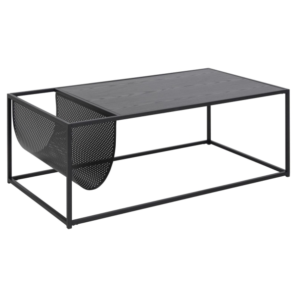 Stolik kawowy Actona Seaford z gazetnikiem metalowy czarny 110x60 cm