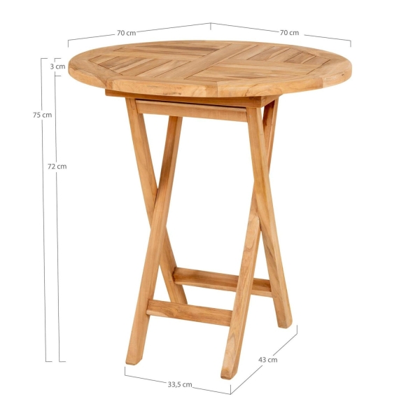 Stół składany Toledo 70 cm drewno tekowe - House Nordic