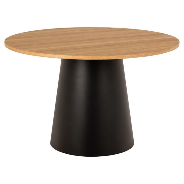 Stół okrągły Soli 120cm dąb/czarny - ACTONA