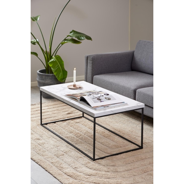 Stolik Barossa 110x55cm biały marmur - ACTONA