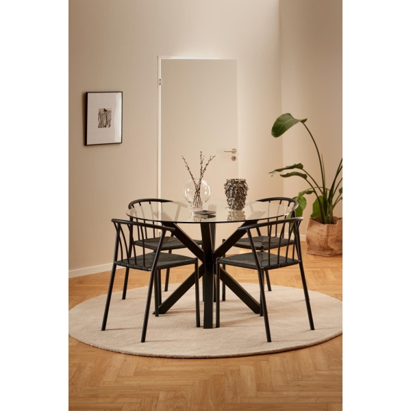 Stół Heaven 119 cm okragły czarny/ transparentny - ACTONA
