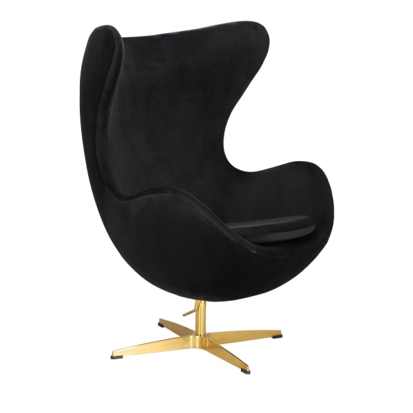 Fotel Jajo Velvet czarne/ złota podstawa - D2 DESIGN